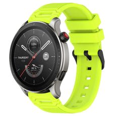 Per Amazfit Watch 22mm Vertical Pattern Black Buckle Silicone Watch Band (verde lime)