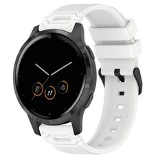 Per Garmin Watch 22mm Vertical Pattern Black Buckle Silicone Watch Band (Bianco)