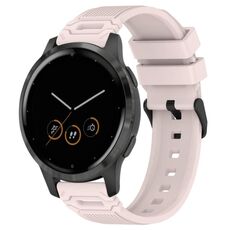 Per Garmin Watch 22mm Vertical Pattern Black Buckle Silicone Watch Band (Rosa)