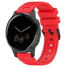 Per Garmin Watch 22mm Vertical Pattern Black Buckle Silicone Watch Band (Rosso)