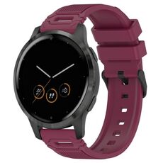 Per Garmin Watch 22mm Vertical Pattern Black Buckle Silicone Watch Band (rosso vino)