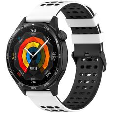 Per Huawei Watch 22mm Tre File Foro Due Colori Cinturino in Silicone per Orologio (Bianco+Nero)