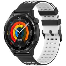 Per Huawei Watch 22mm Tre File Foro Due Colori Cinturino in Silicone per Orologio (Nero+Bianco)