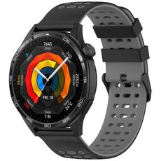 Per Huawei Watch 22mm Tre File Foro Due Colori Cinturino in Silicone (Nero+Grigio)
