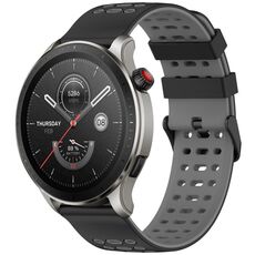 Per Amazfit Watch 22mm Tre File Foro Due Colori Cinturino in Silicone per Orologio (Nero+Grigio)