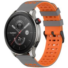 Per Amazfit Watch 22mm Tre File Foro Due Colori Cinturino in Silicone per Orologio (Grigio+Arancione)