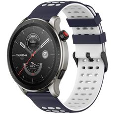 Per Amazfit Watch 22mm Tre File Fori Due Colori Cinturino in Silicone per Orologio (Blu Notte + Bianco)