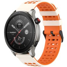 Per Amazfit Watch 22mm Tre File Fori Due Colori Cinturino in Silicone per Orologio (Starlight+Arancione)