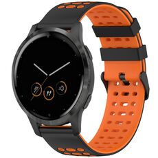 Per Garmin Watch 22mm Tre file fori Due colori cinturino in silicone (nero + arancione)