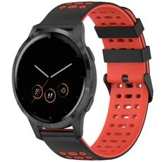 Per Garmin Watch 22mm Tre file fori Due colori cinturino in silicone (nero + rosso)