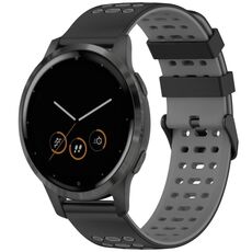 Per Garmin Watch 22mm Tre file fori Due colori cinturino in silicone (nero + grigio)