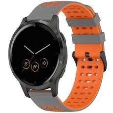 Per Garmin Watch 22mm Tre file fori Due colori cinturino in silicone (grigio + arancione)