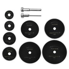 10 pezzi/set lama da taglio in acciaio rapido multi-dimensione per taglio di legno PVC smerigliatrice elettrica lama per sega con asta da 3,17 mm + 6 mm, colore: nero