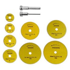 10 pezzi/set lama da taglio in acciaio rapido multi-dimensione per taglio di legno PVC smerigliatrice elettrica lama per sega con asta da 3,17 mm + 6 mm, colore: oro