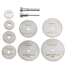10 pezzi/set lama da taglio in acciaio ad alta velocità multi-dimensione taglio legno PVC smerigliatrice elettrica lama per sega strumento con 3,17 mm + 6 mm palo, colore: argento