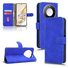 Custodia per telefono in pelle magnetica con chiusura magnetica per Honor X60 5G (blu)
