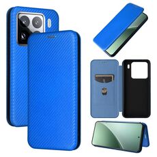 Per Xiaomi 15 Pro Custodia in pelle con texture in fibra di carbonio (blu)