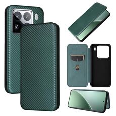 Per Xiaomi 15 Pro Custodia in pelle con texture in fibra di carbonio (verde)