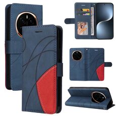 Custodia per telefono in pelle flip bicolore con giunzioni per Honor Magic7 (blu)