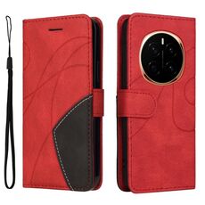Custodia per telefono in pelle flip bicolore con giunzioni per Honor Magic7 (rosso)