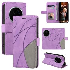 Custodia per telefono in pelle flip bicolore con cuciture per Honor Magic7 Pro (viola)