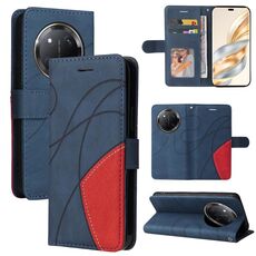 Per Honor X9C 5G Custodia per telefono in pelle con cerniera bicolore globale (blu)