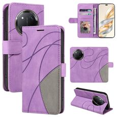 Per Honor X9C 5G Custodia per telefono in pelle con cerniera bicolore globale (viola)