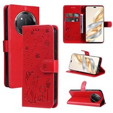 Per Honor X9C 5G Global Cat Bee Embossing Pattern Custodia in pelle antiurto (rosso)