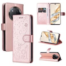Per Honor X9C 5G Global Cat Bee Embossing Pattern Custodia in pelle antiurto (oro rosa)