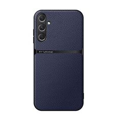 Per Samsung Galaxy S24 FE 5G Custodia per telefono antiurto magnetica in pelle Litchi con copertura totale (blu navy)