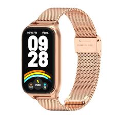 Per Xiaomi Smart Band 9 Active / Redmi Band 3 Mijobs Metal Shell Milan Buckle Watch Band (oro rosa)