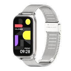 Per Xiaomi Smart Band 9 Active / Redmi Band 3 Mijobs Metal Shell Milan Buckle Watch Band (Argento)