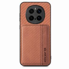 Custodia per telefono con porta carte magnetico in fibra di carbonio per Honor Magic7 Pro (marrone)