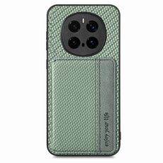 Custodia per telefono con porta carte magnetico in fibra di carbonio per Honor Magic7 Pro (verde)