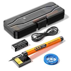 Set saldatore con display digitale USB, 5 velocità, temperatura regolabile, edizione standard, arancione