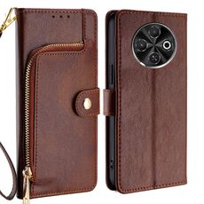 Per Tecno Spark 30C 4G Custodia in pelle con cerniera (marrone)