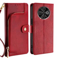 Per Tecno Spark 30C 4G Custodia in pelle con cerniera (rosso)