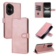 Custodia per telefono in pelle di vitello con texture a conchiglia per Honor 300 AZNS (oro rosa)