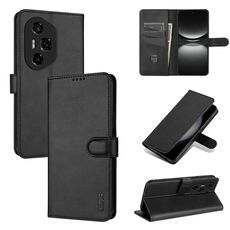 Custodia per telefono in pelle di vitello con texture a vibrazione per Honor 300 Ultra AZNS (nero)