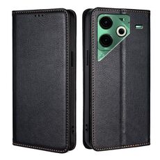 Per Tecno Pova 6 Neo 4G Gloss Oil Solid Color Magnetic Leather Phone Case (Nero)