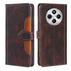 Per Redmi 14C 4G Custodia in pelle con fibbia magnetica effetto pelle (marrone)