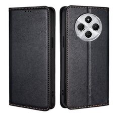 Per Redmi 14C 4G Custodia magnetica in pelle tinta unita Gloss Oil (nera)