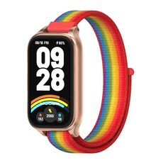 Per Xiaomi Smart Band 9 Active / Redmi Band 3 Mijobs Metal Shell Nylon Loop Watch Band (arcobaleno oro rosa)