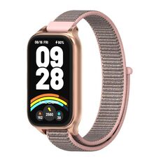 Per Xiaomi Smart Band 9 Active / Redmi Band 3 Mijobs Metal Shell Nylon Loop Watch Band (Rosa Oro Rosa)