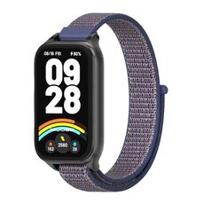 Per Xiaomi Smart Band 9 Active / Redmi Band 3 Mijobs Metal Shell Nylon Loop Watch Band (blu notte nero)