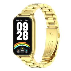 Per Xiaomi Smart Band 9 Active / Redmi Band 3 Mijobs Metal Shell Three-Bead Cinturino in acciaio inossidabile (oro)