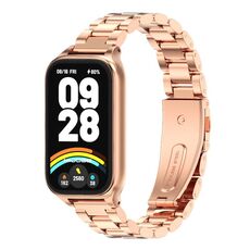 Per Xiaomi Smart Band 9 Active / Redmi Band 3 Mijobs Metal Shell Three-Bead Cinturino in acciaio inossidabile (oro rosa)