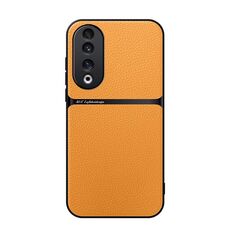 Per Honor 90 Pro Custodia per telefono antiurto magnetica in pelle Litchi con copertura completa (giallo)