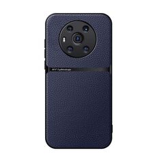 Custodia per telefono antiurto magnetica a copertura totale in pelle Litchi per Honor Magic3 (blu navy)