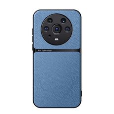 Custodia per telefono antiurto magnetica a copertura totale in pelle Litchi per Honor Magic3 Pro (blu)